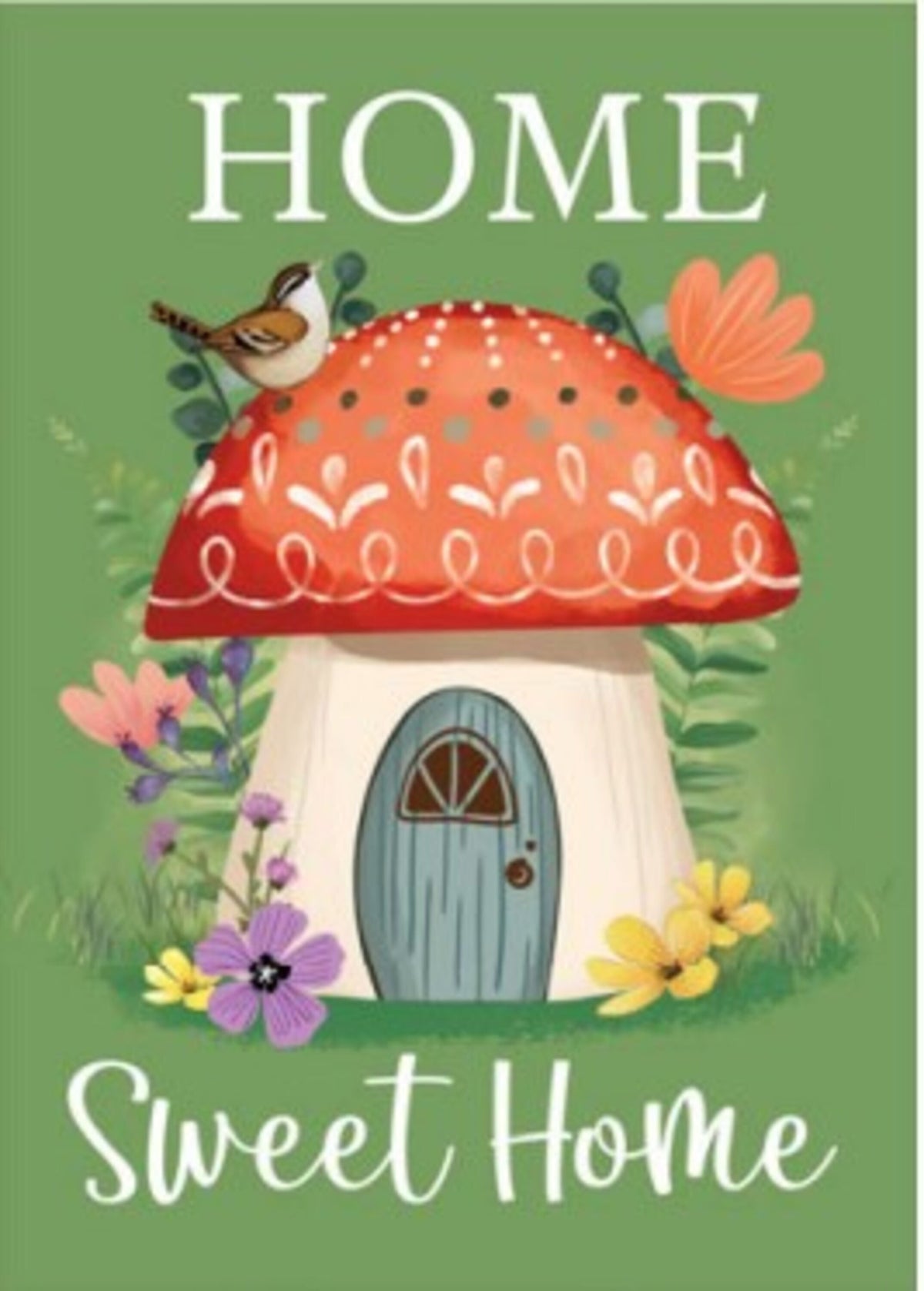 Home Sweet Mushroom Home Burlap Garden Flag