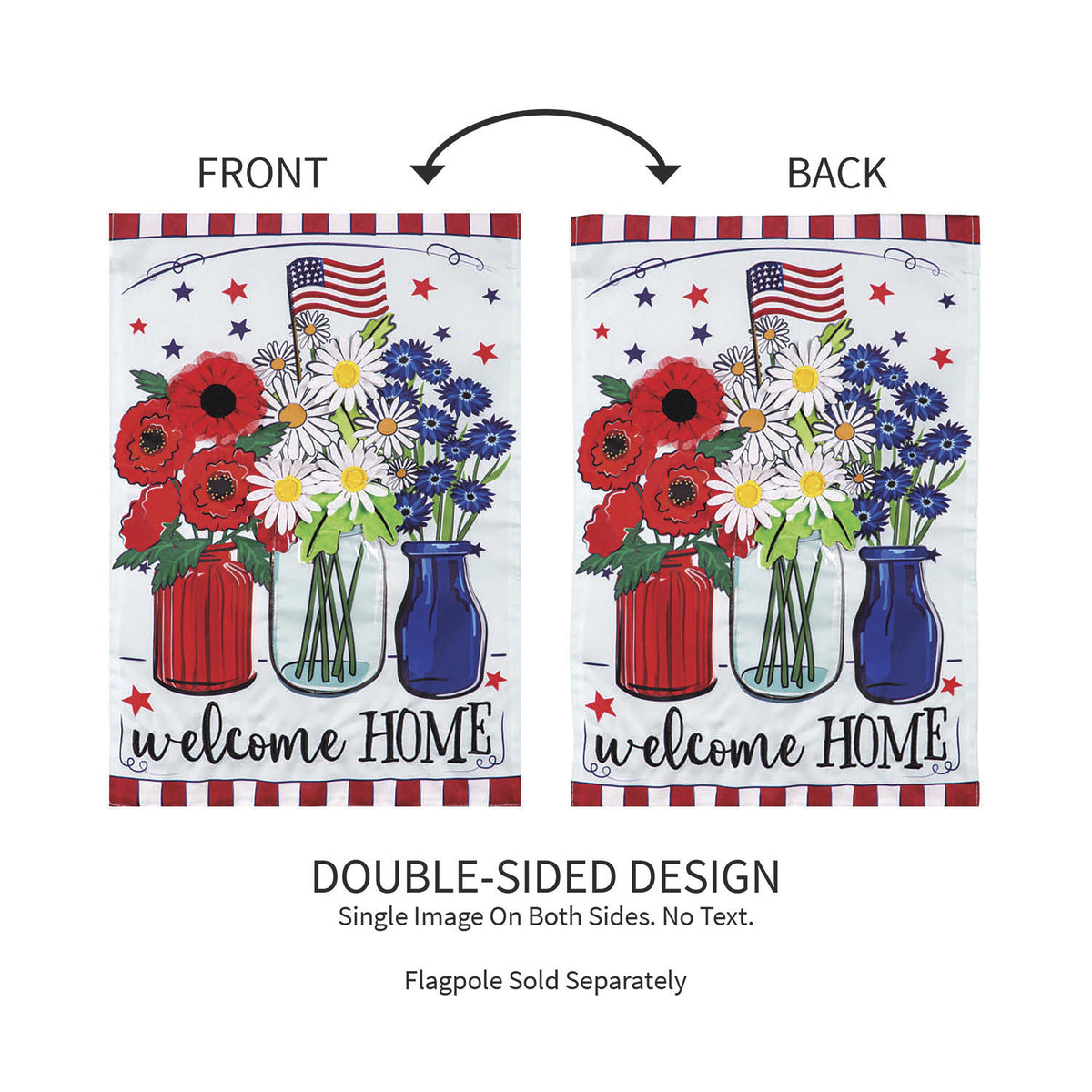 Patriotic Floral Applique Garden Flag