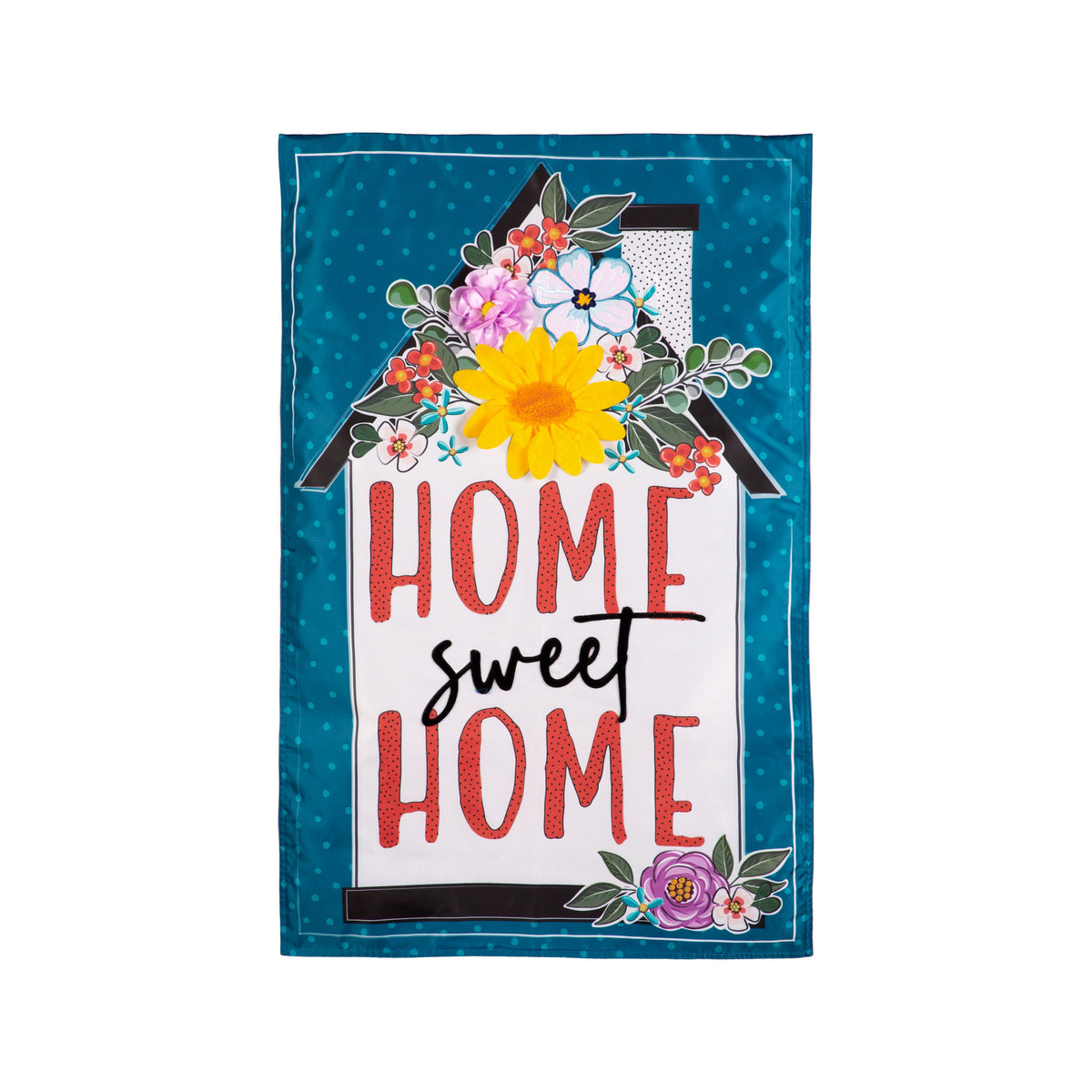 Floral Home Sweet Home Applique House Flag