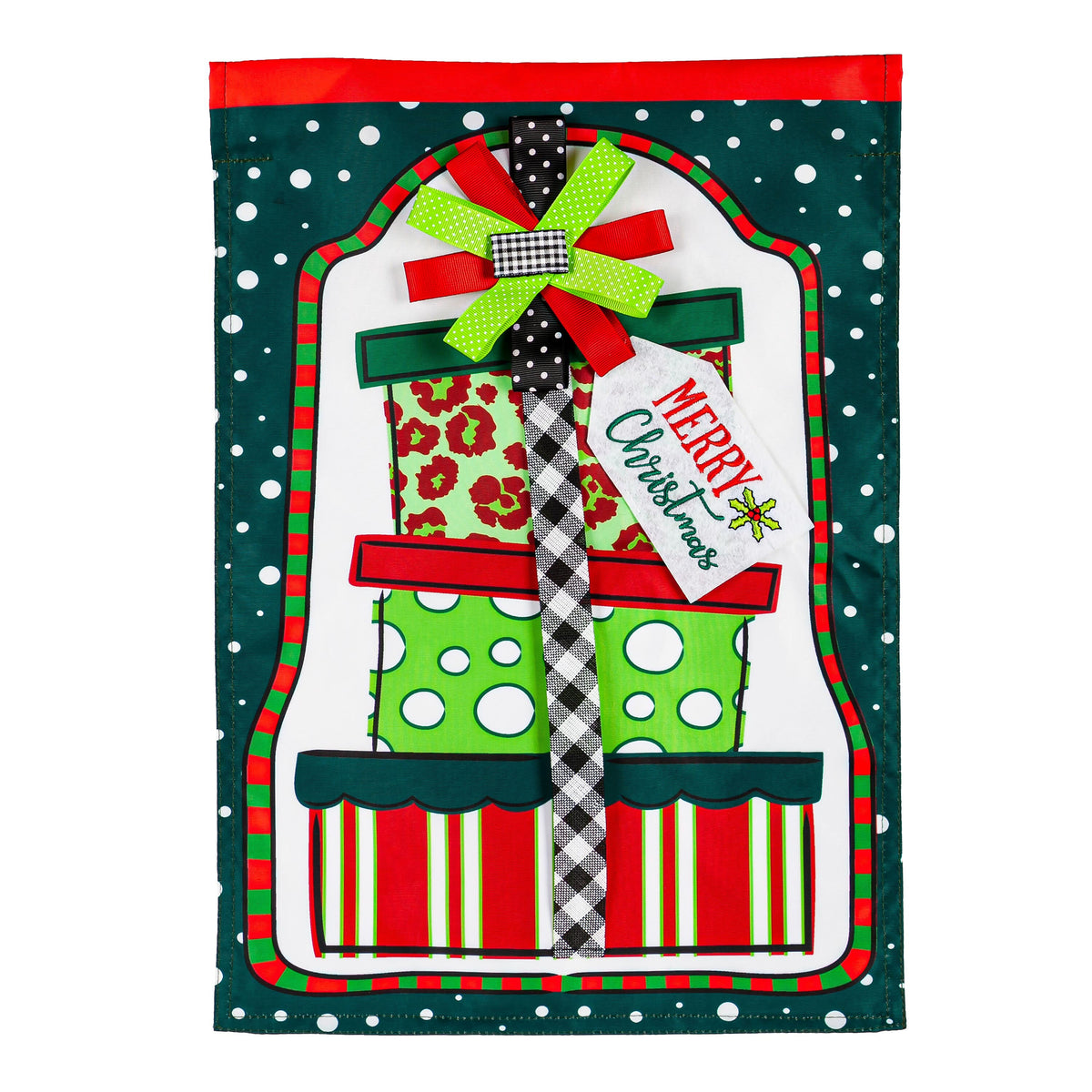 Mixed Print Presents Garden Applique Flag