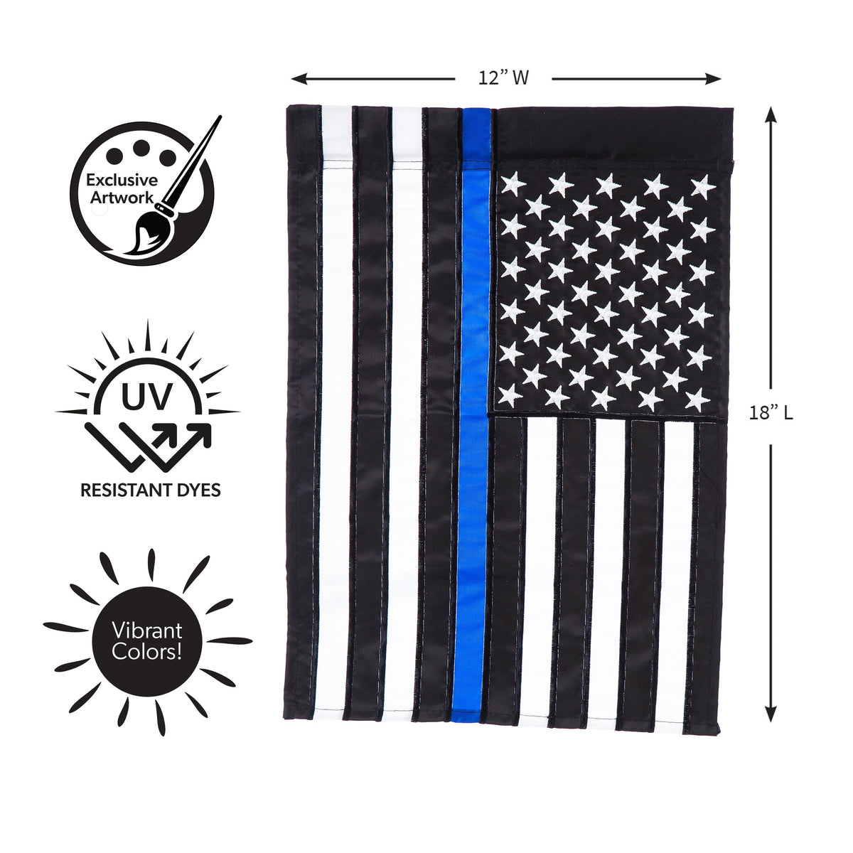 Thin Blue Line Garden Applique Flag