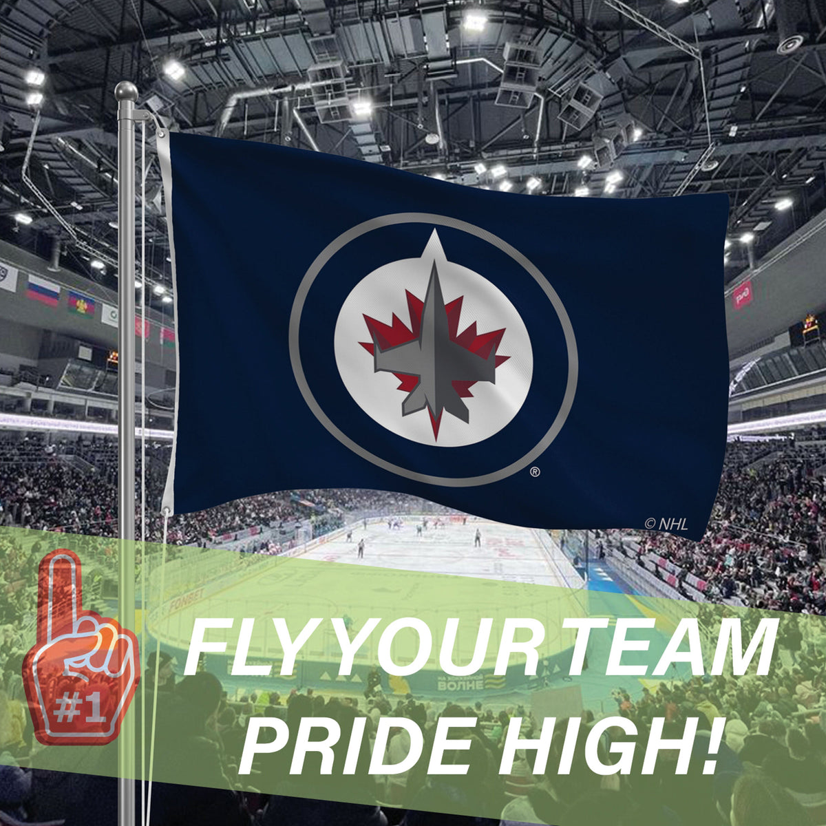 Winnipeg Jets Single Sided Flag w/ 2 Grommets, 3'x5'