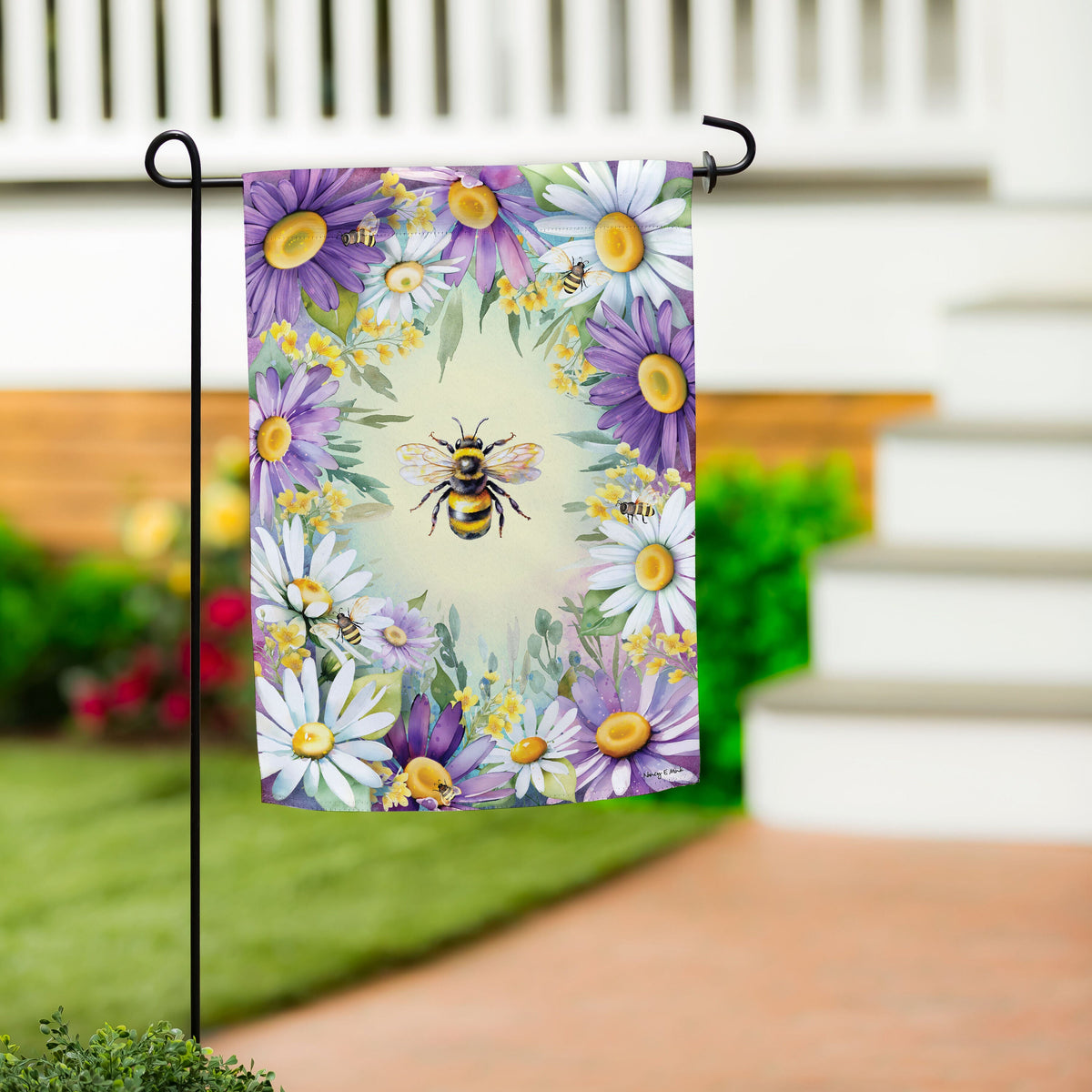 Buzzing Around Suede Garden Flag