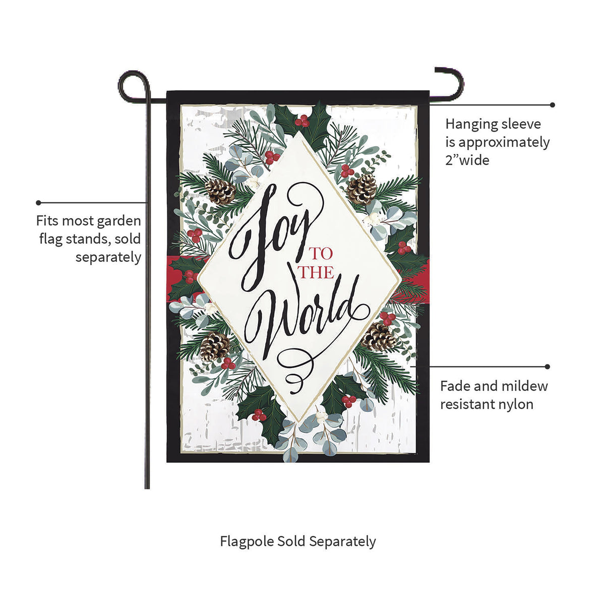 Joy to the World Applique Garden Flag
