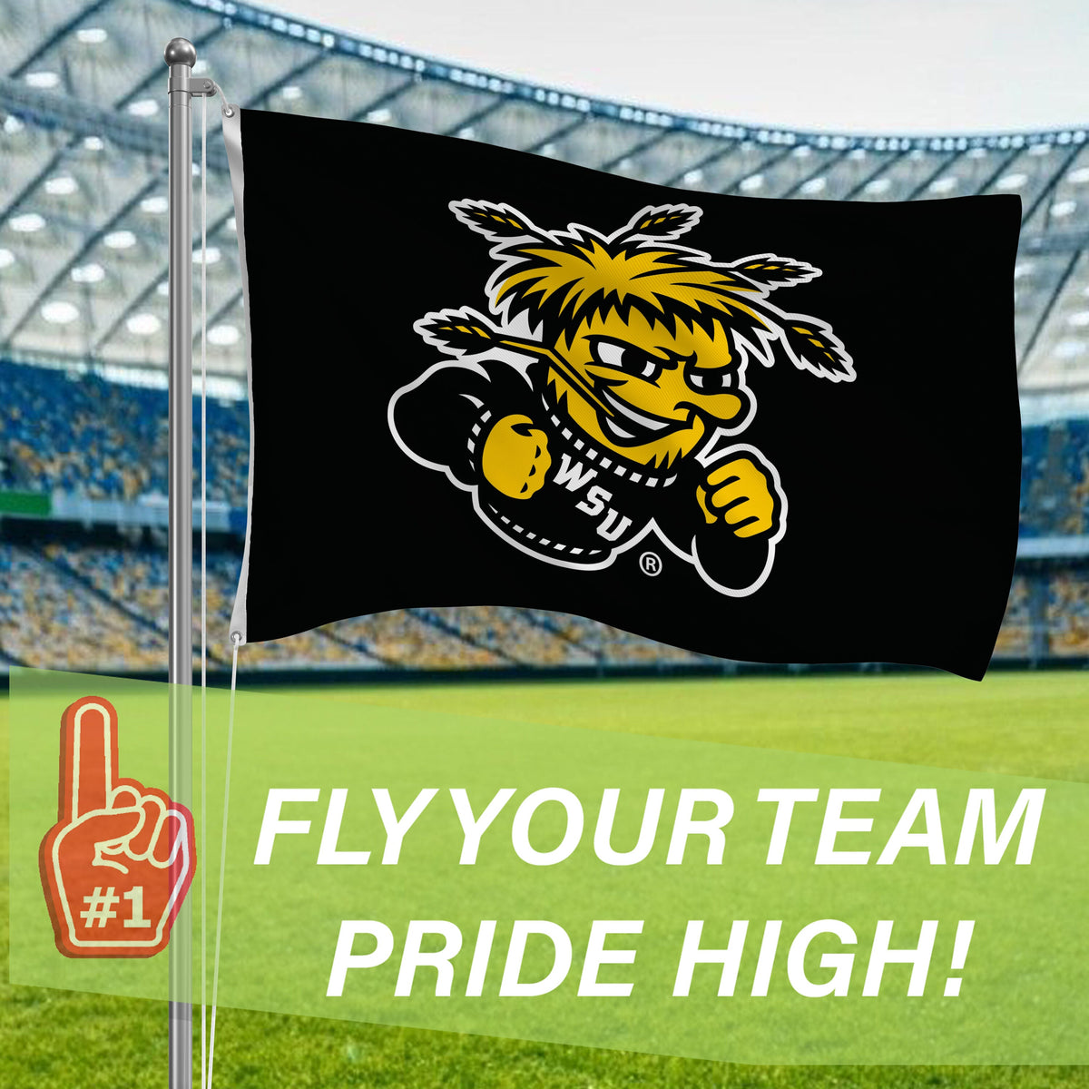Wichita State Single Sided Flag w/ 2 Grommets, 3'x5'