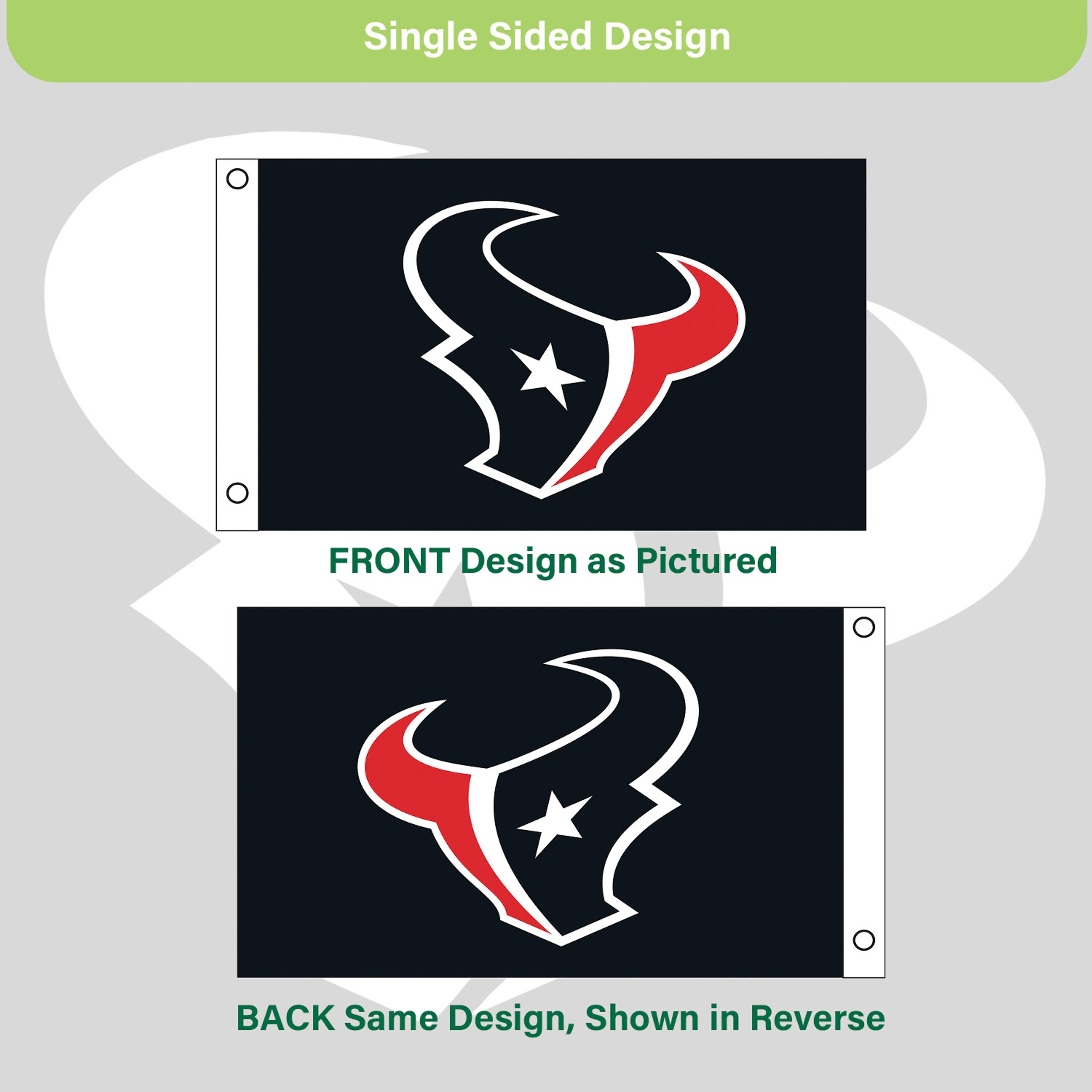 Houston Texans Single Sided Flag w/ 2 Grommets, 3'x5'