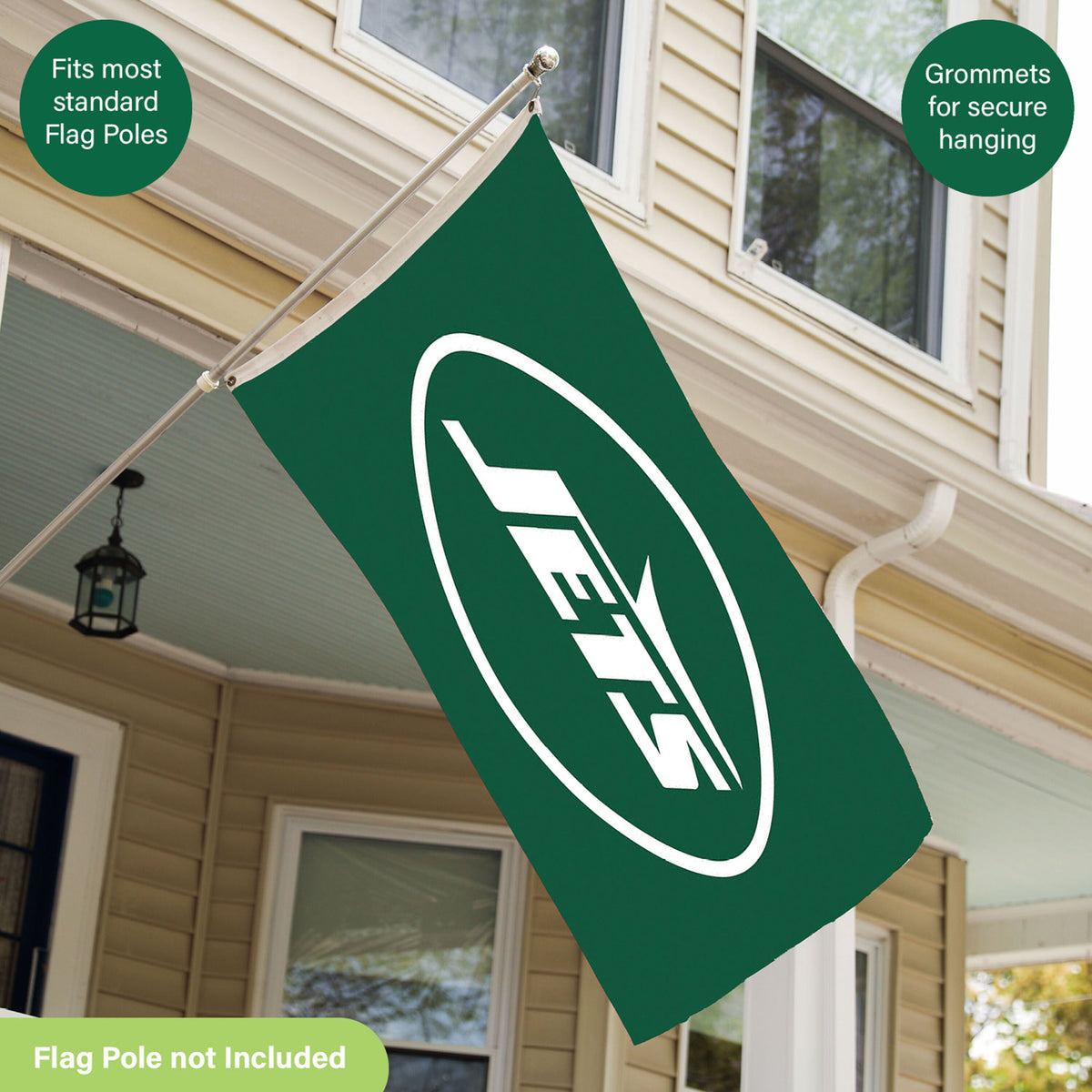 New York Jets Single Sided Flag w/ 2 Grommets, 3'x5'