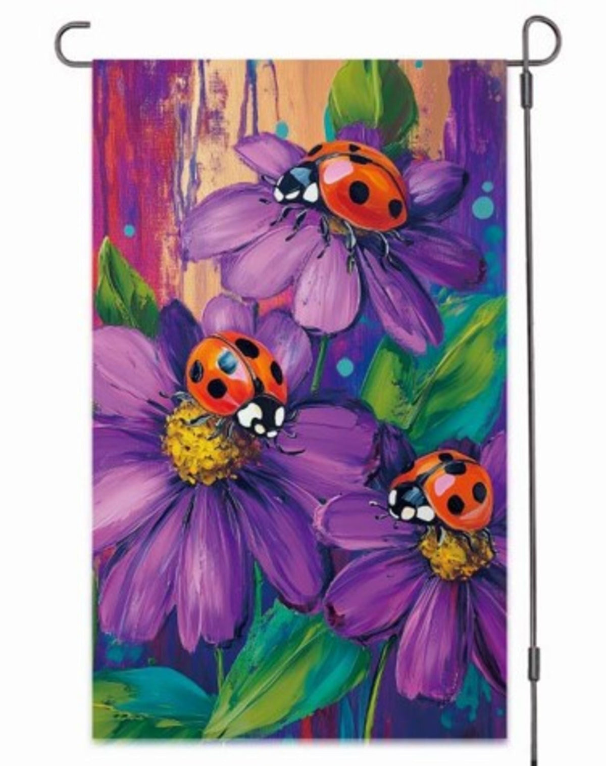 Zinnia & Ladybugs Suede House Flag