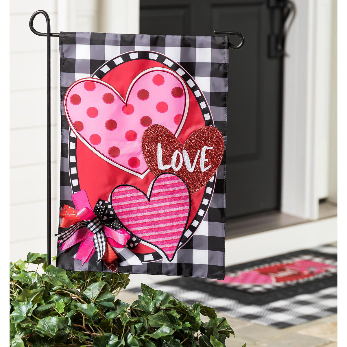 Hearts and Love Garden Applique Flag