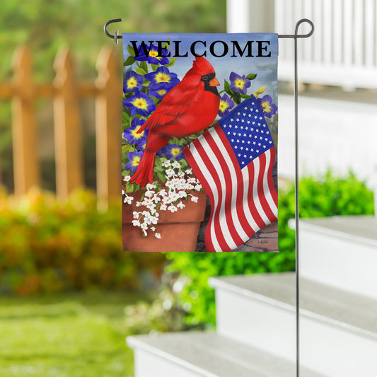Cardinal Glory Suede Garden Flag