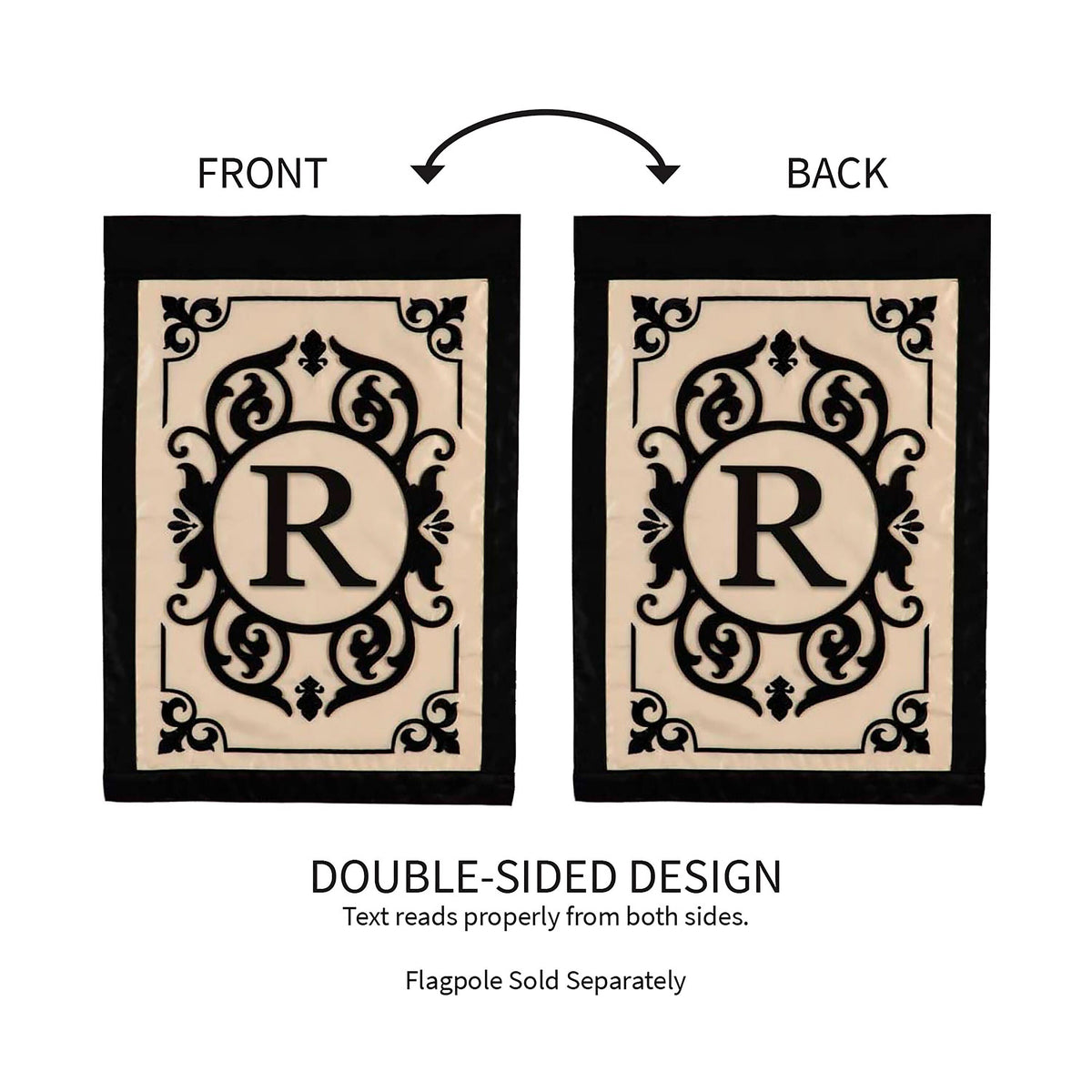 Cambridge Monogram Garden Applique Flag, Letter R