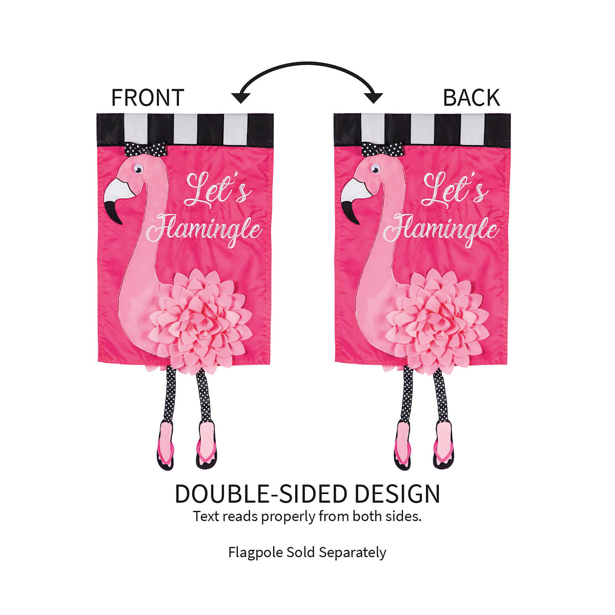 Let's Flamingle Garden Applique Flag
