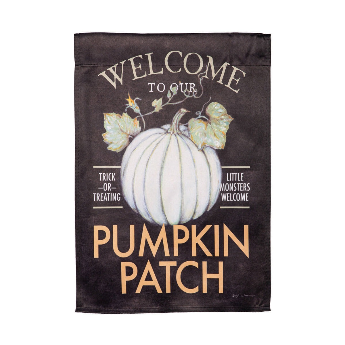 Welcome to Our Pumpkin Patch Suede Garden Flag