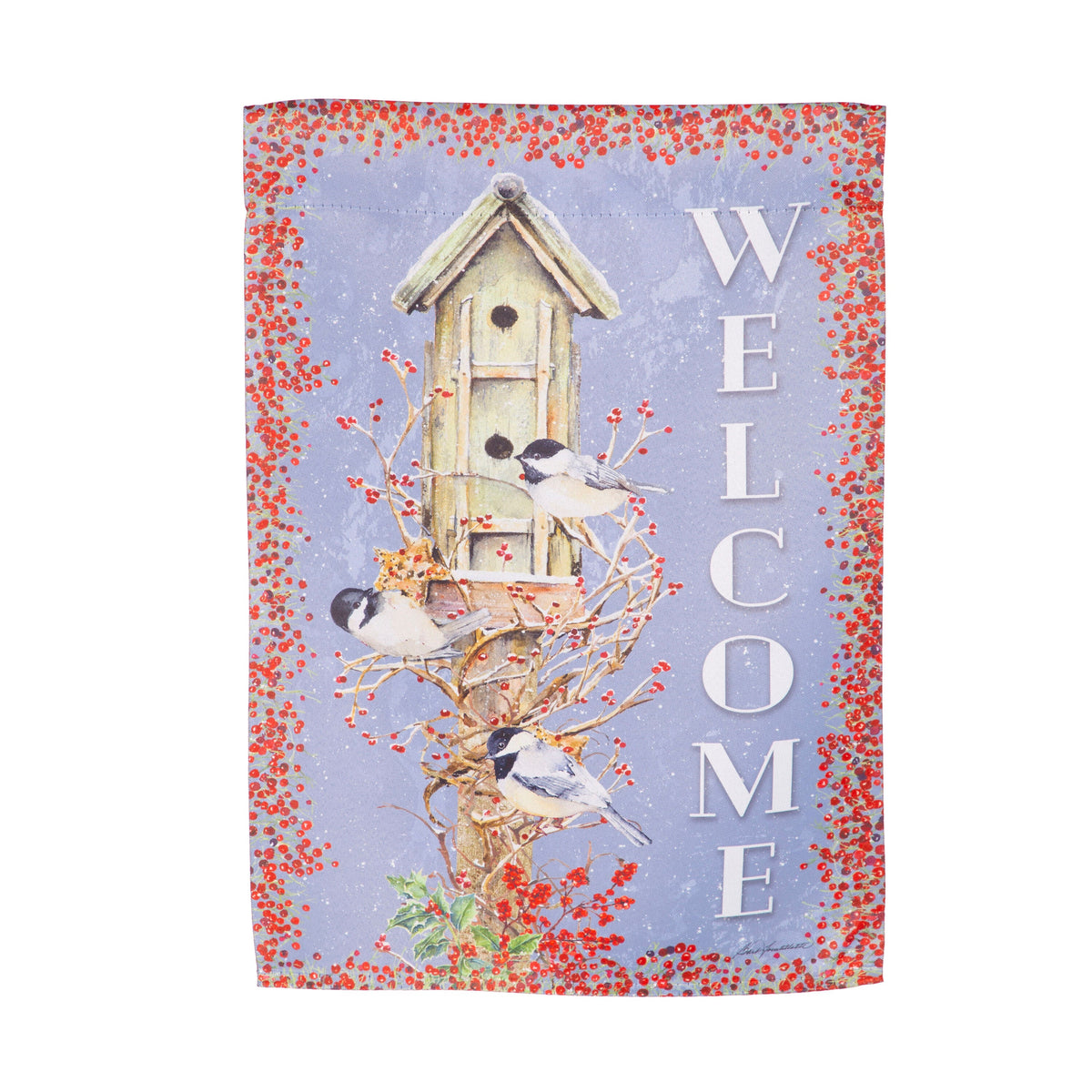 Chickadee Dee Dee's Suede Garden Flag