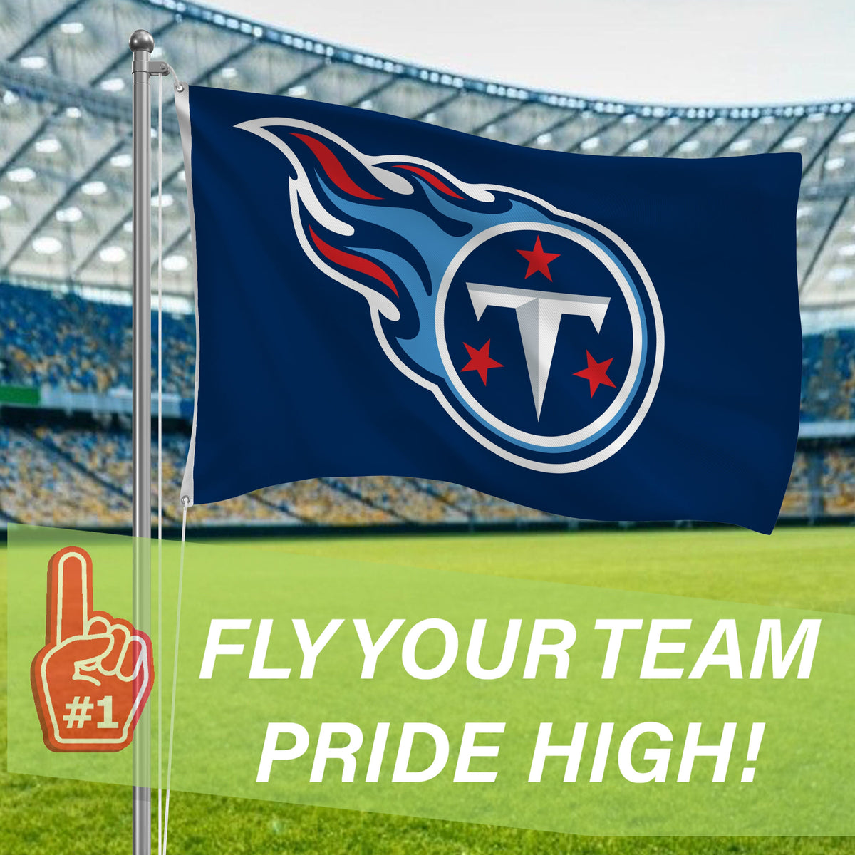 Tennessee Titans Single Sided Flag w/ 2 Grommets, 3'x5'