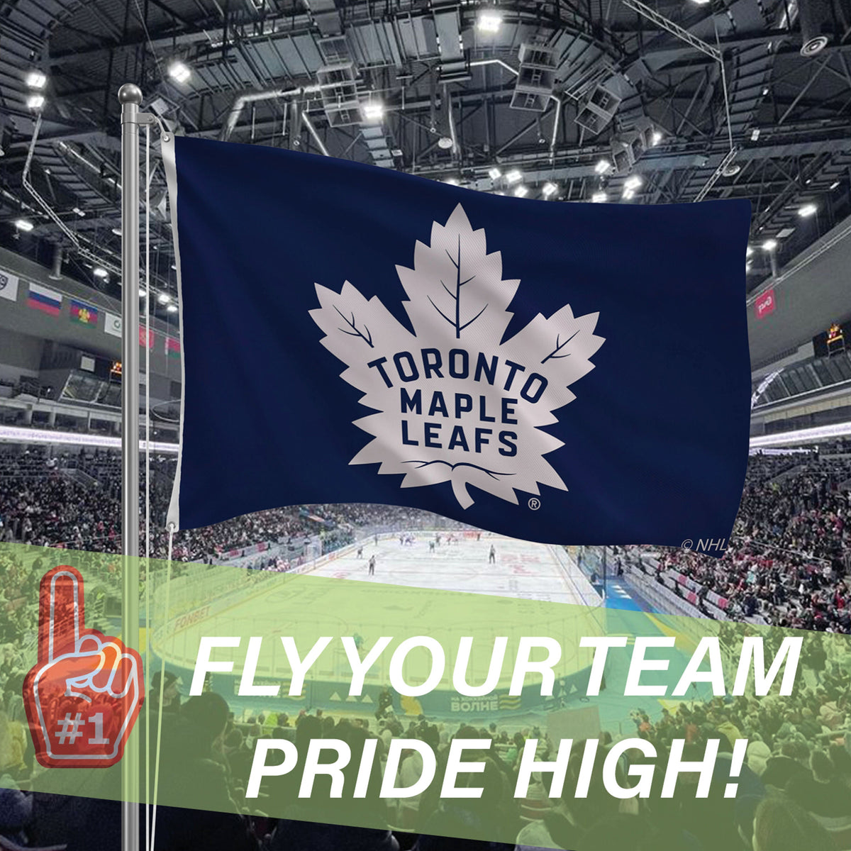 Toronto Maple Leafs Single Sided Flag with 2 Grommets, 3'x5'