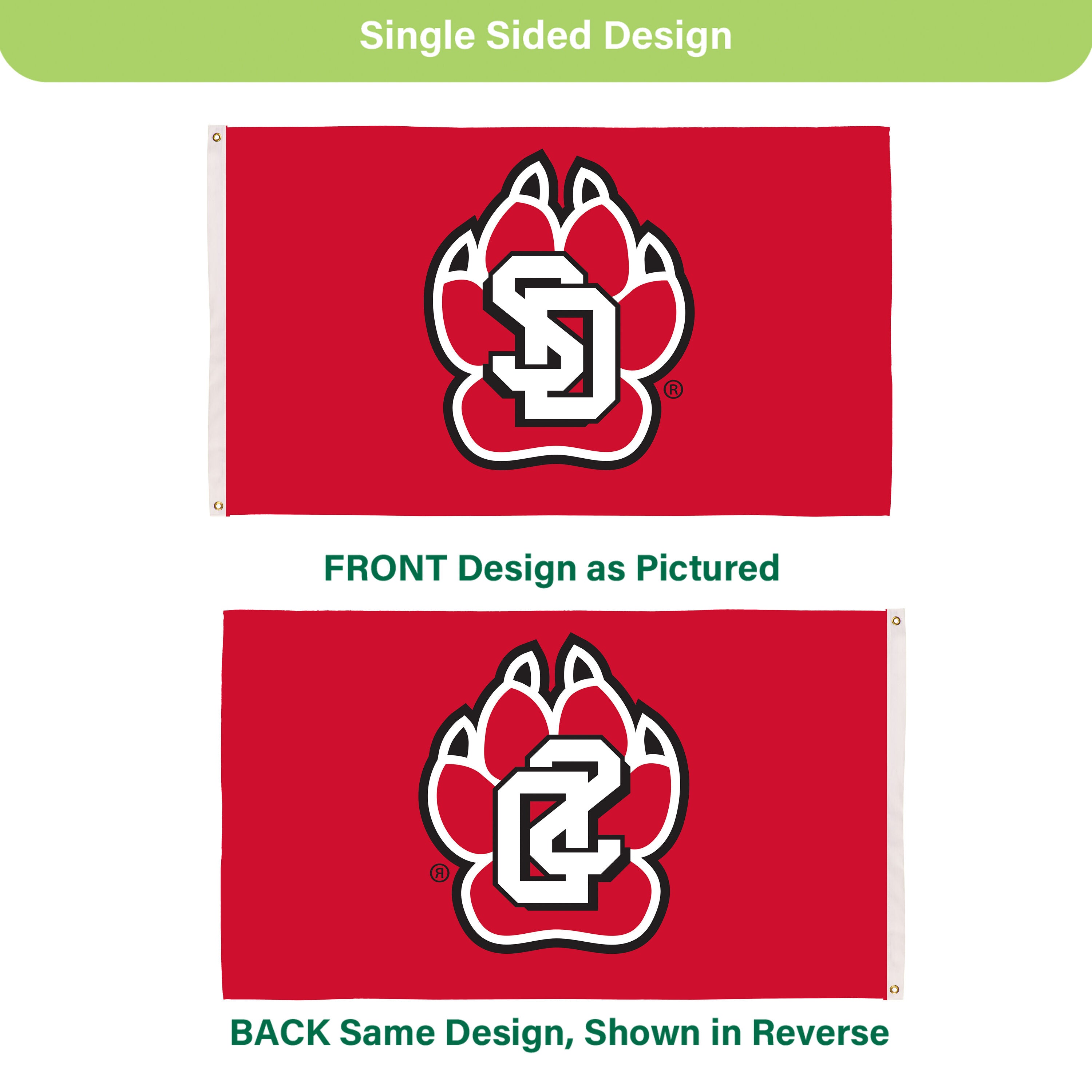 University of South Dakota Single Sided Flag w/ 2 Grommets, 3'x5'