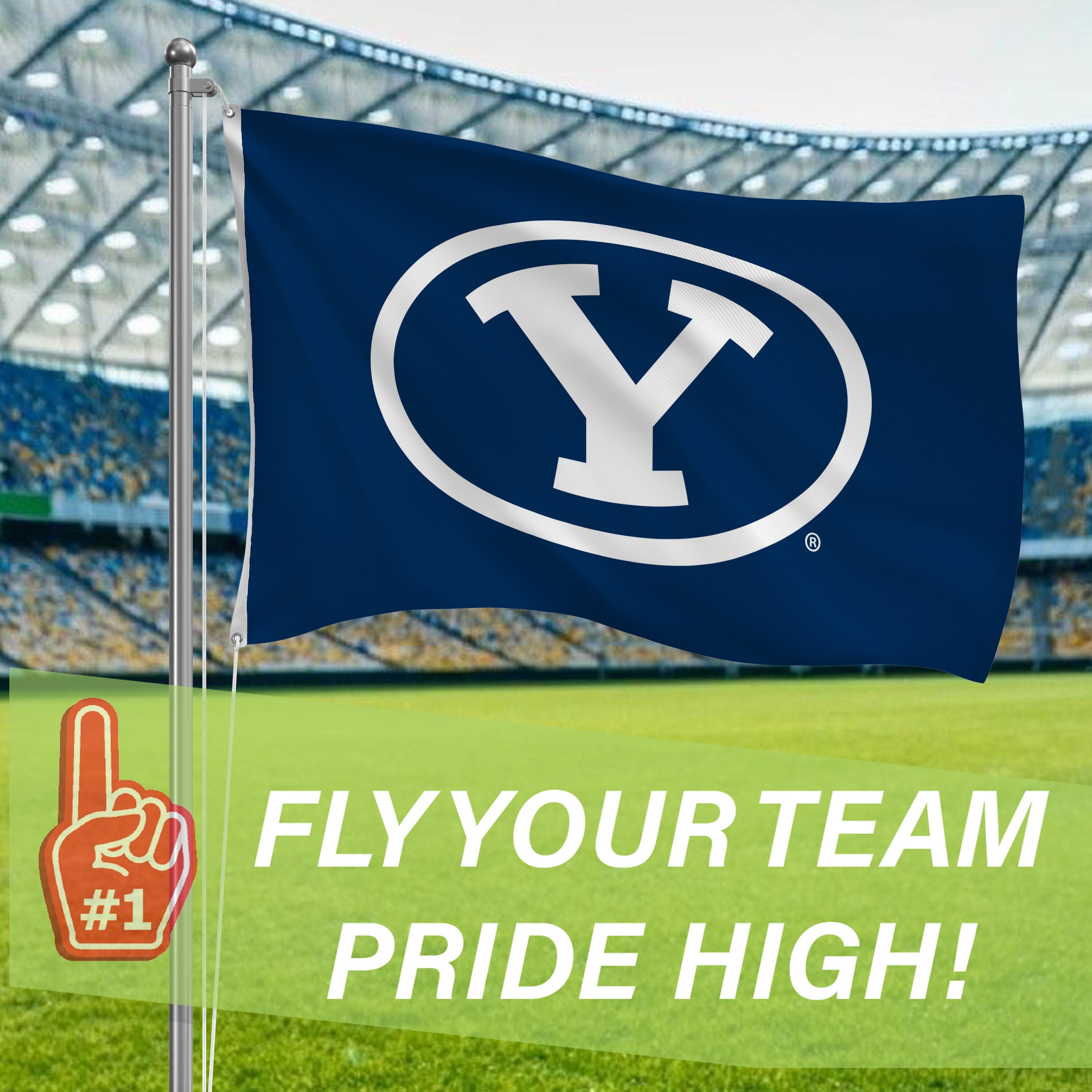 Brigham Young University Single Sided Flag w/ 2 Grommets, 3'x5'