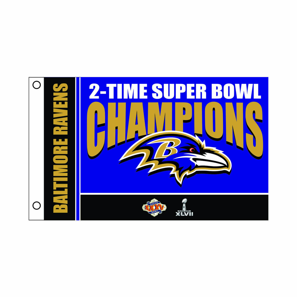 Baltimore Ravens 3X Superbowl Champions Football 3x5 Flag