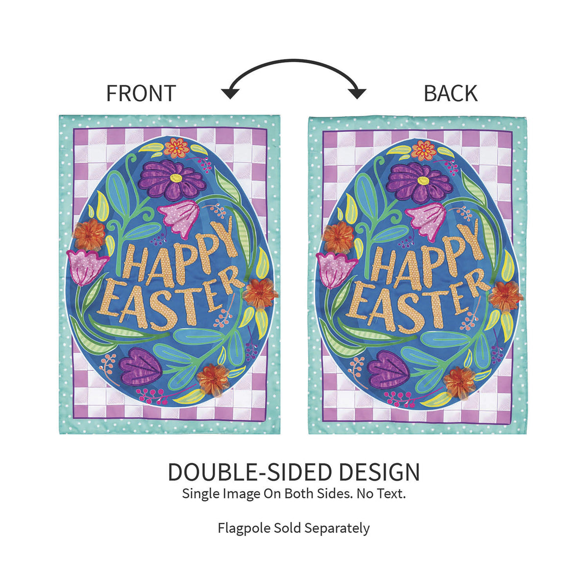 Happy Easter Egg Applique Garden Flag