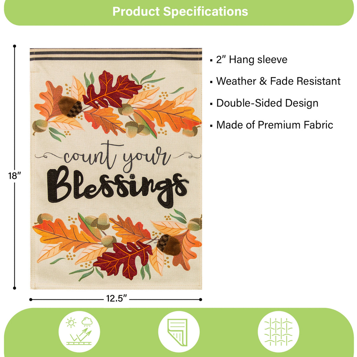 Count Your Blessings Garden Burlap Flag
