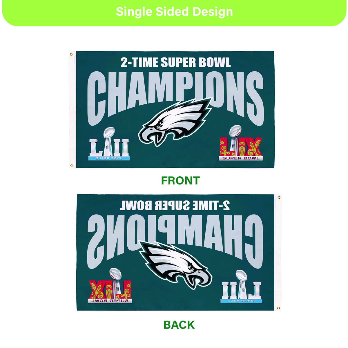 Philadelphia Eagles Multi-Win Super Bowl Champions Football 3x5 Flag
