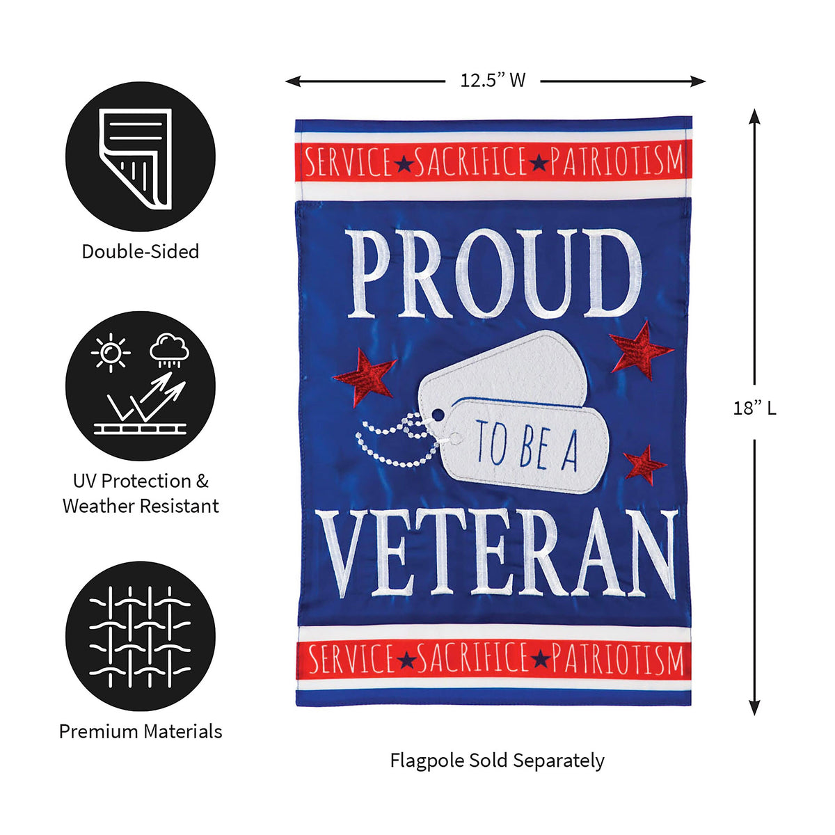 Proud Veteran Garden Applique Flag