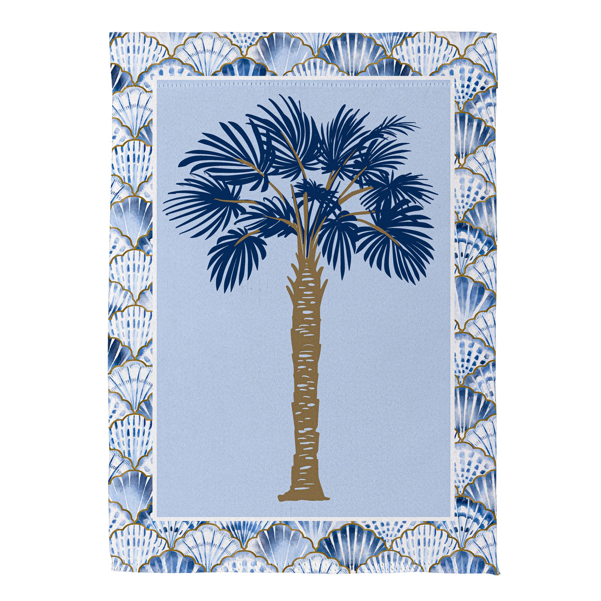 Blue Coastal Palm Trees Double Sided Suede Garden Flag