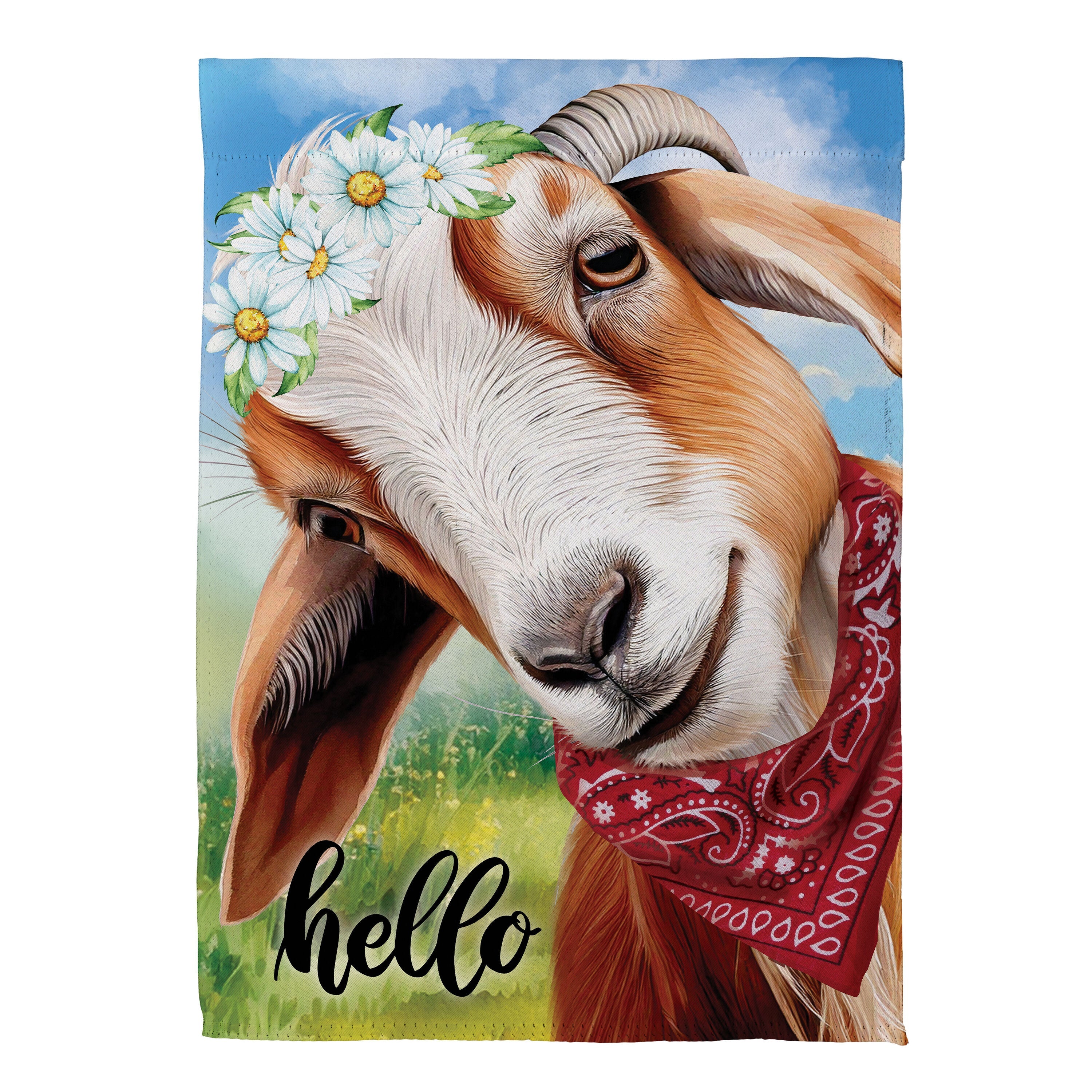 Hello Floral Goat Suede Garden Flag