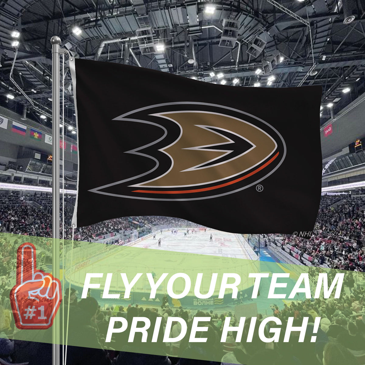 3'x5' Single Sided Flag w/ 2 Grommets, Anaheim Ducks