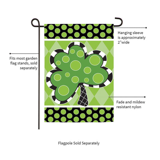 Patterned Shamrock Suede Garden Flag