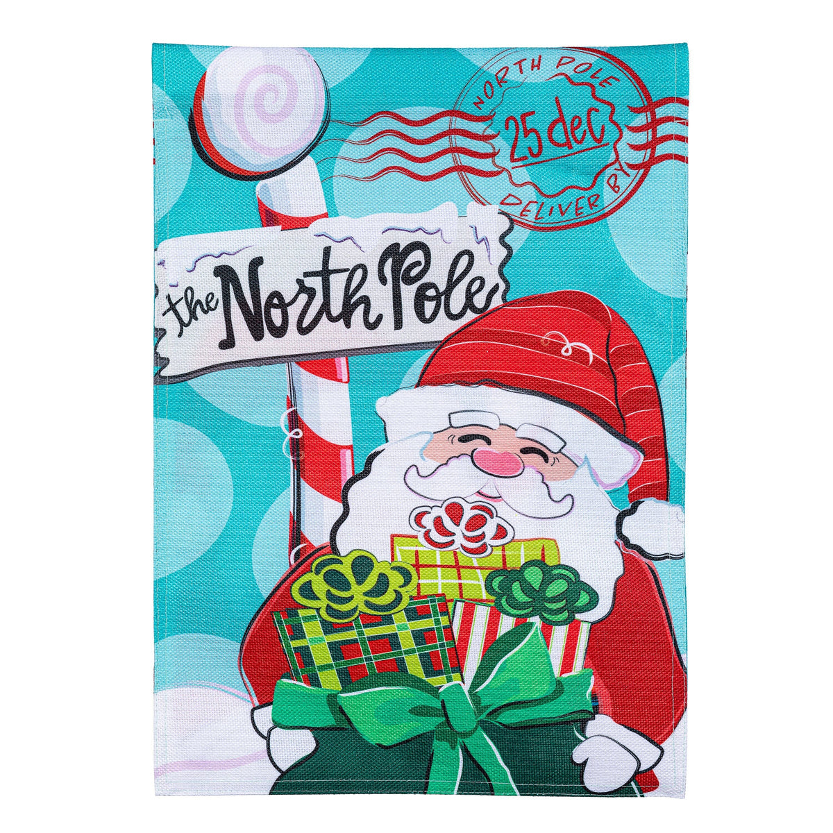 North Pole Welcome Burlap Garden Flag