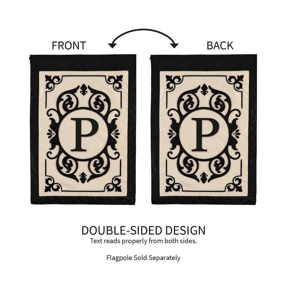 Cambridge Monogram Garden Applique Flag, Letter P