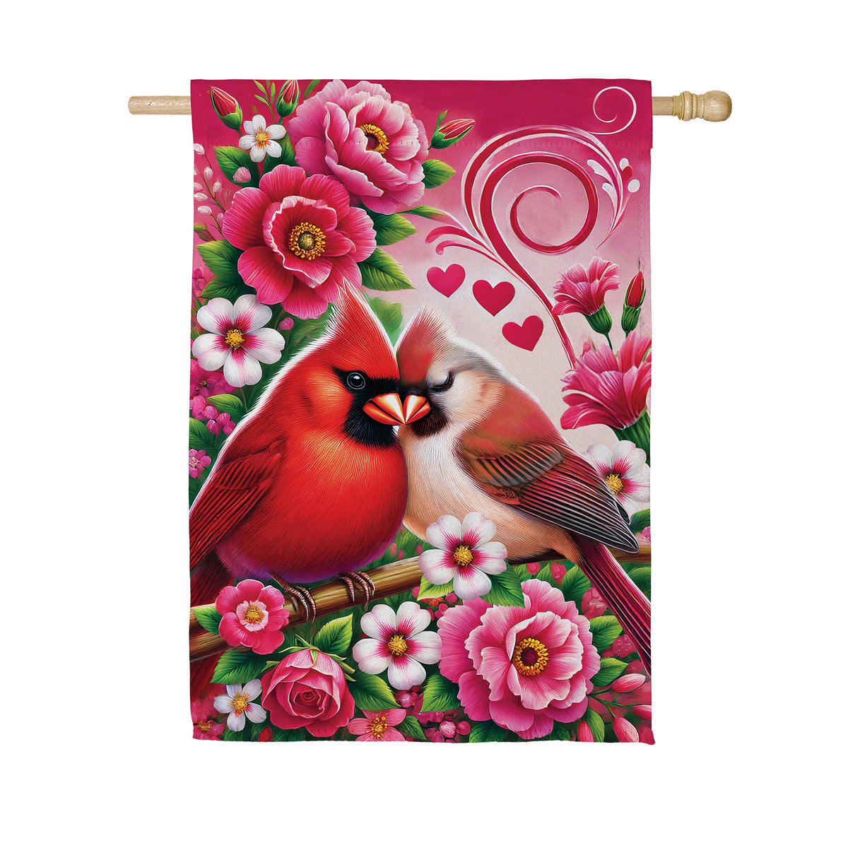 Cardinal Lovers Suede House Flag