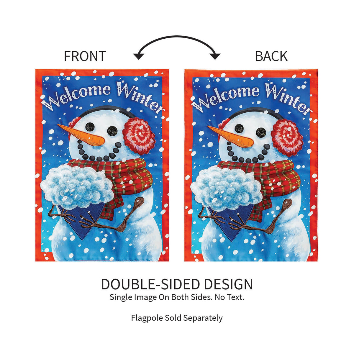 Snowman with Bouquet Applique Garden Flag