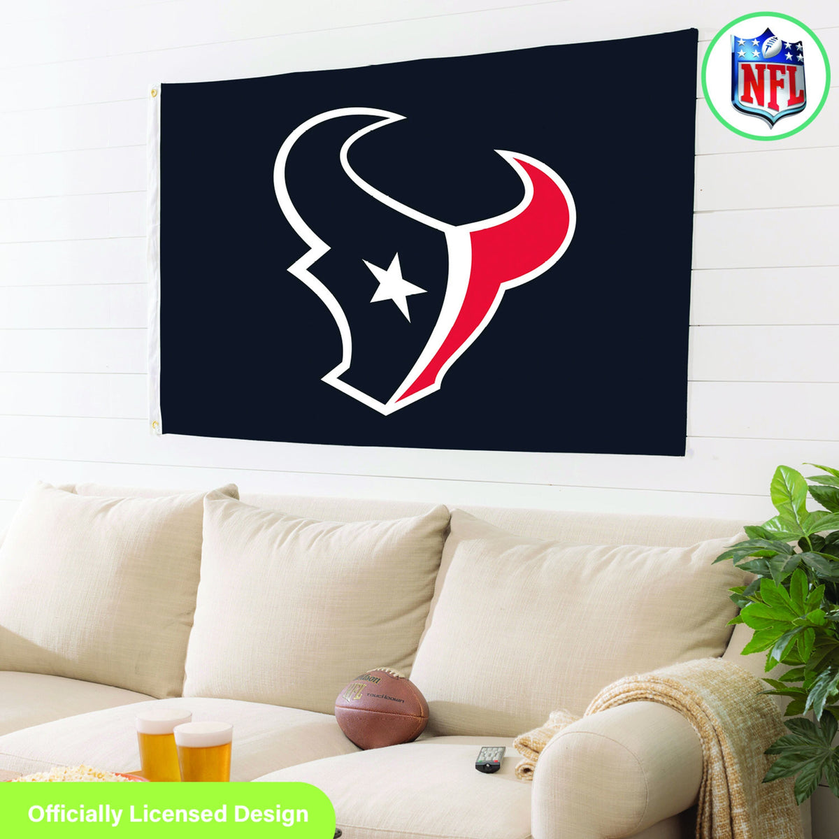 Houston Texans Single Sided Flag w/ 2 Grommets, 3'x5'