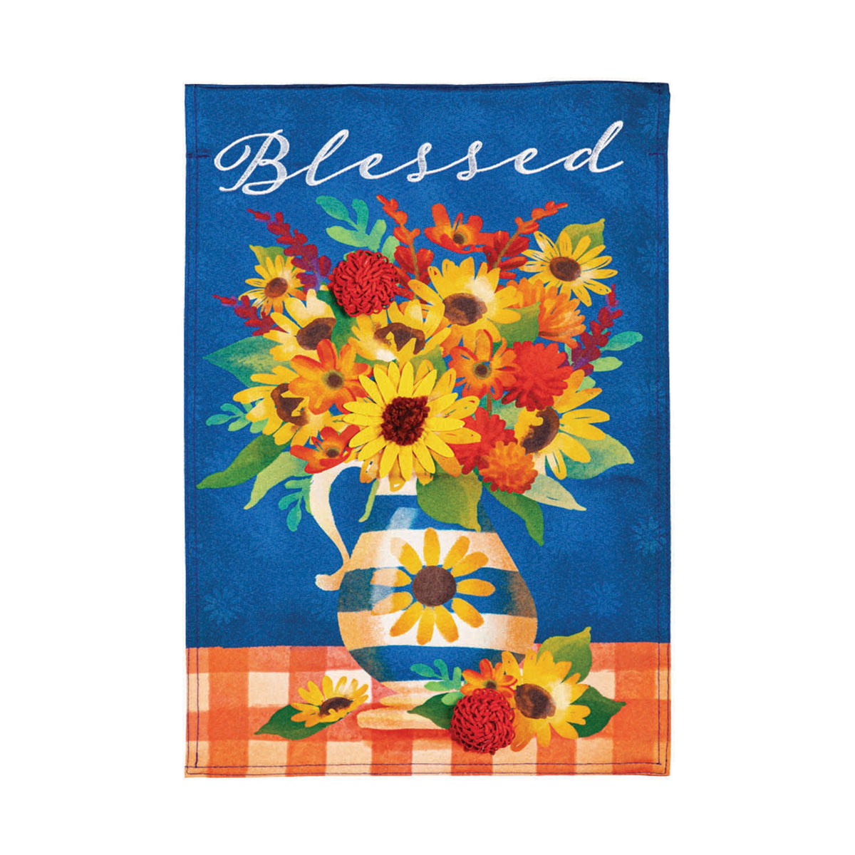Blessed Floral Arrangement Garden Linen Flag