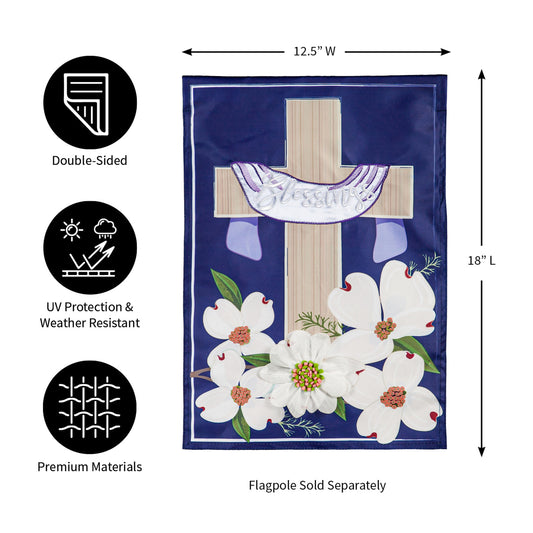Dogwood Blessings Garden Applique Flag