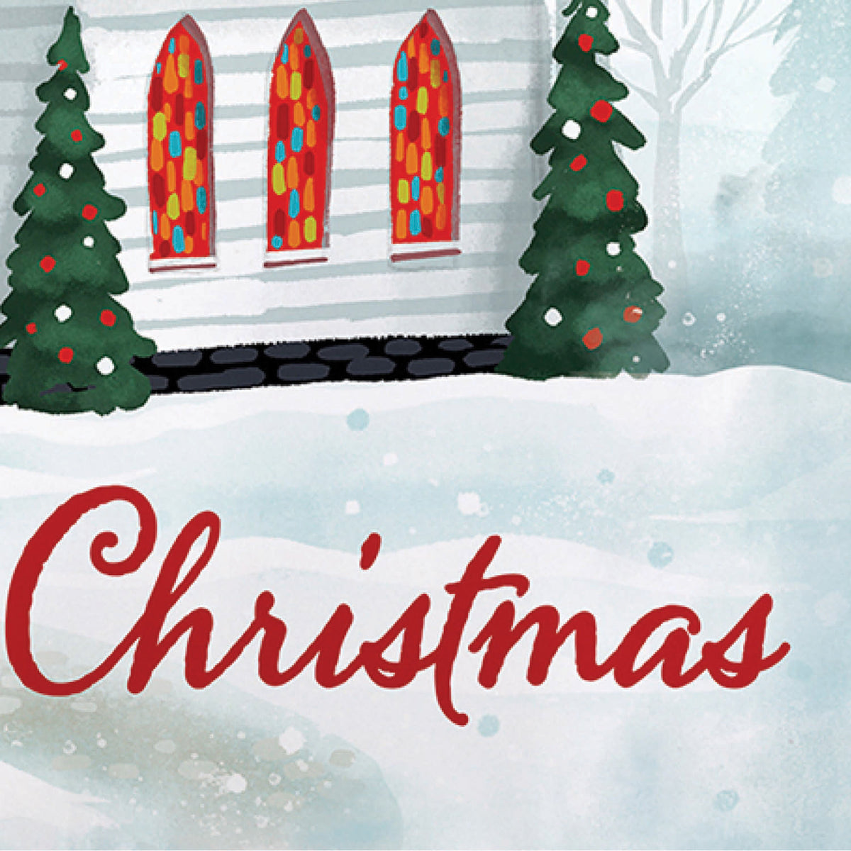 Winter Church Applique Garden Flag