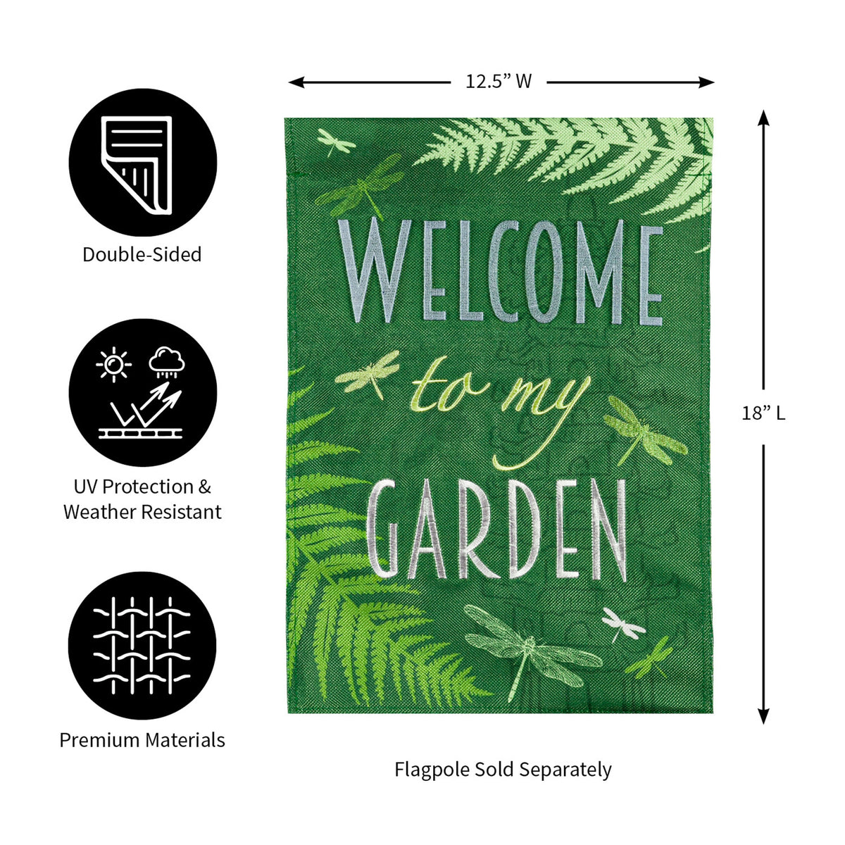 Welcome Dragonfly Garden Burlap Flag