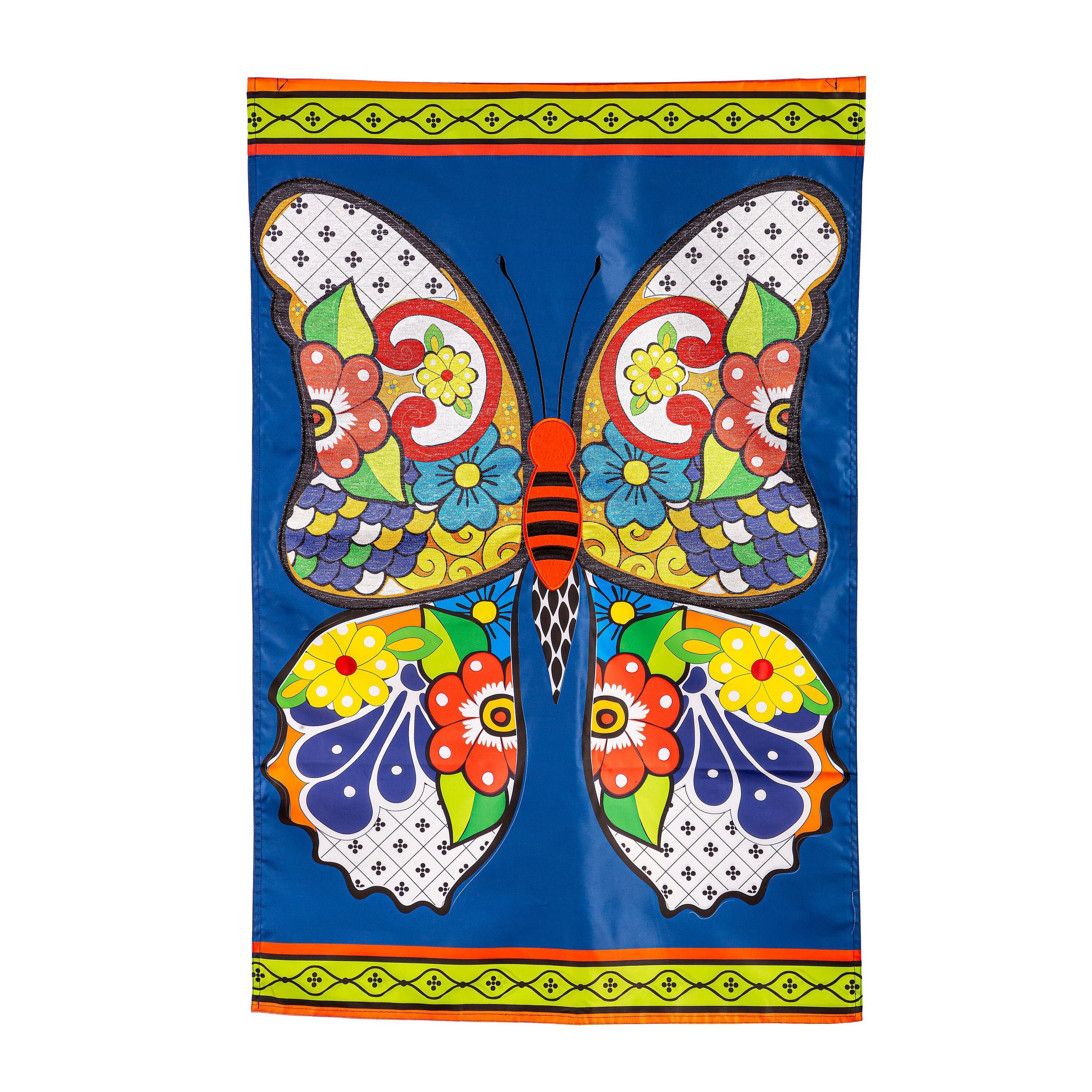 Talavera Butterfly Applique House Flag