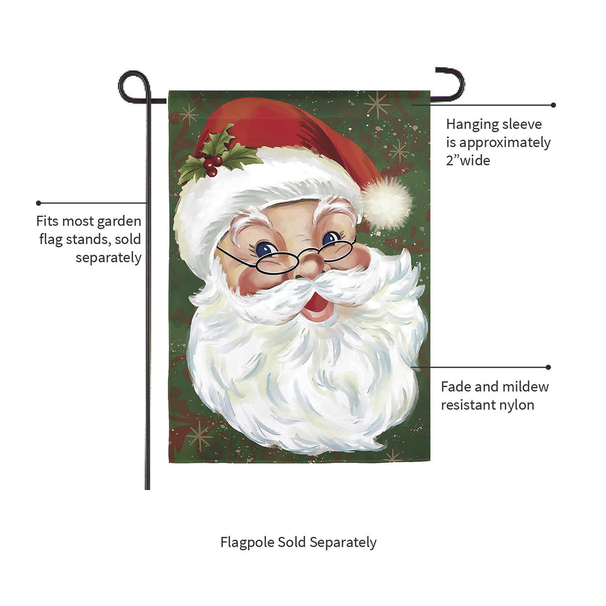 Merry Santa Applique Garden Flag
