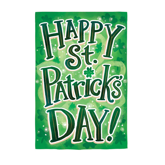 Happy St. Patrick's Day Applique House Flag
