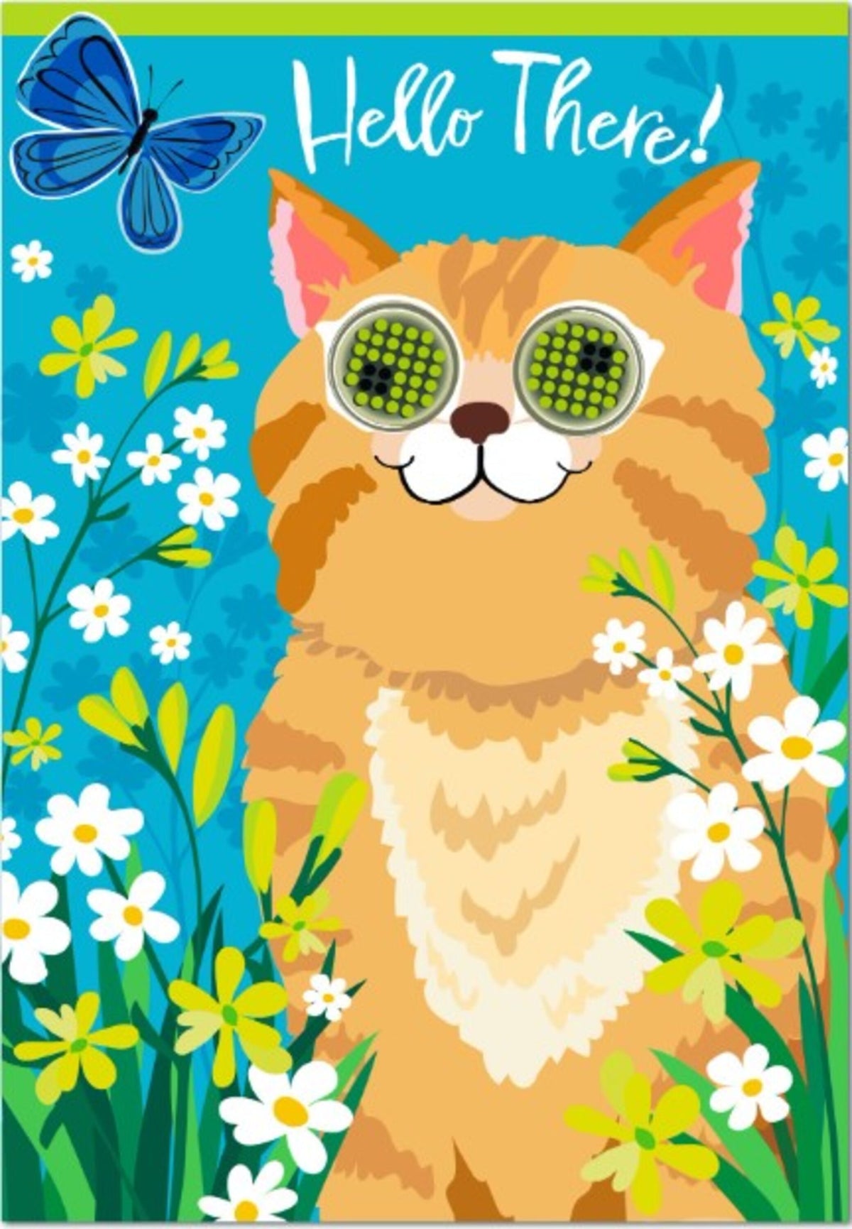 Animated Hello There Cat Applique Lighted Garden Flag