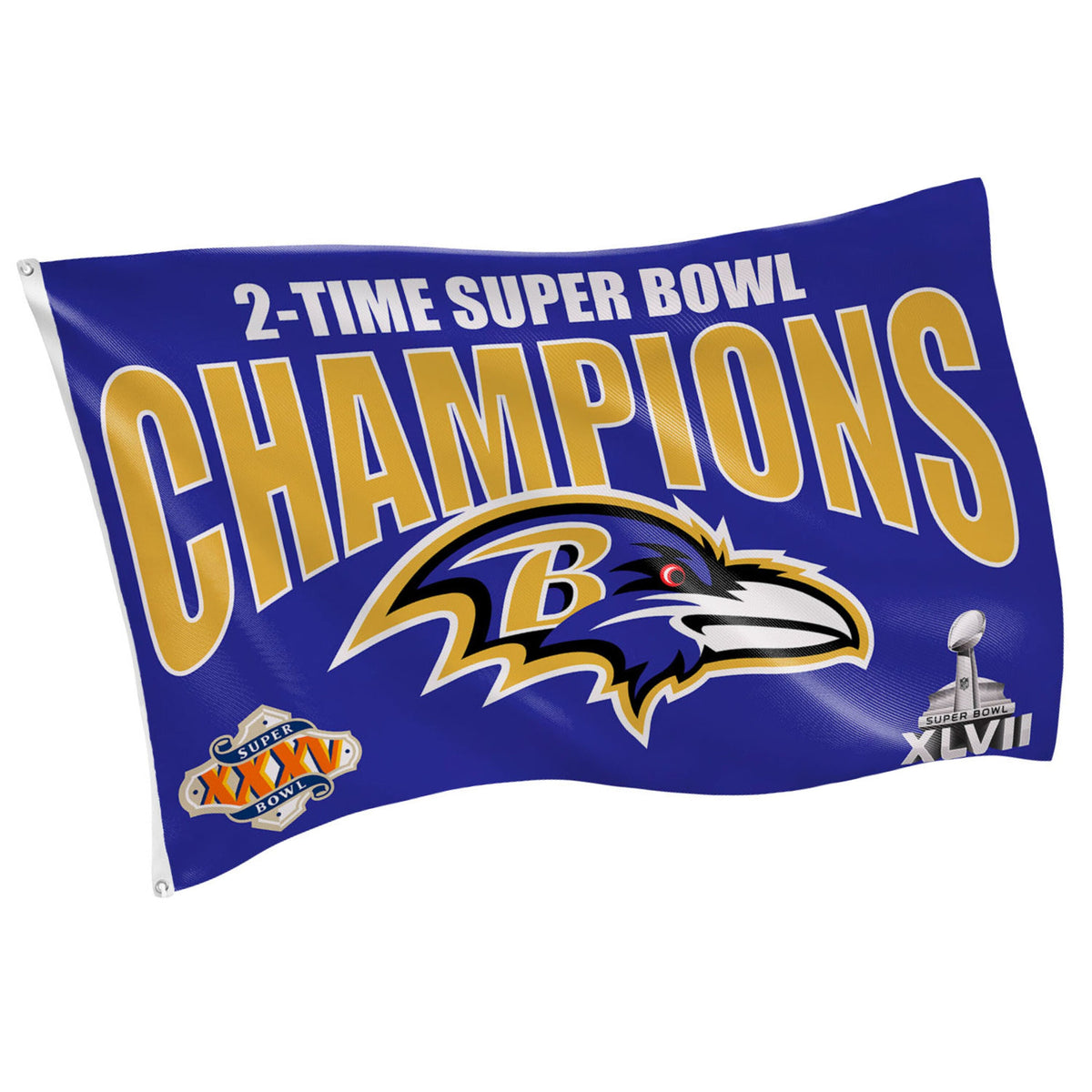 Baltimore Ravens 3X Superbowl Champions Football 3x5 Flag