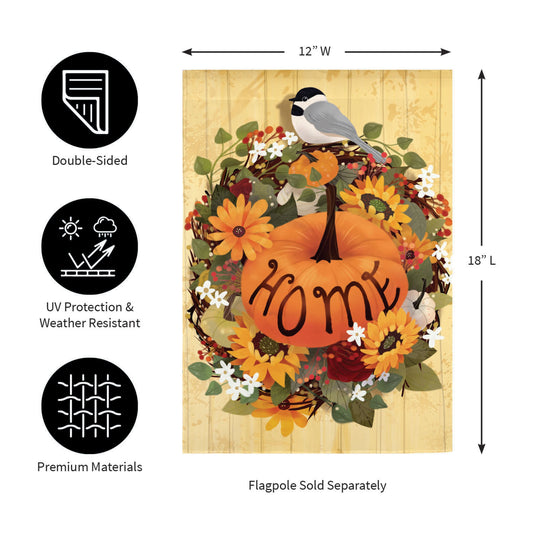 Pumpkin Wreath Moire Garden Flag