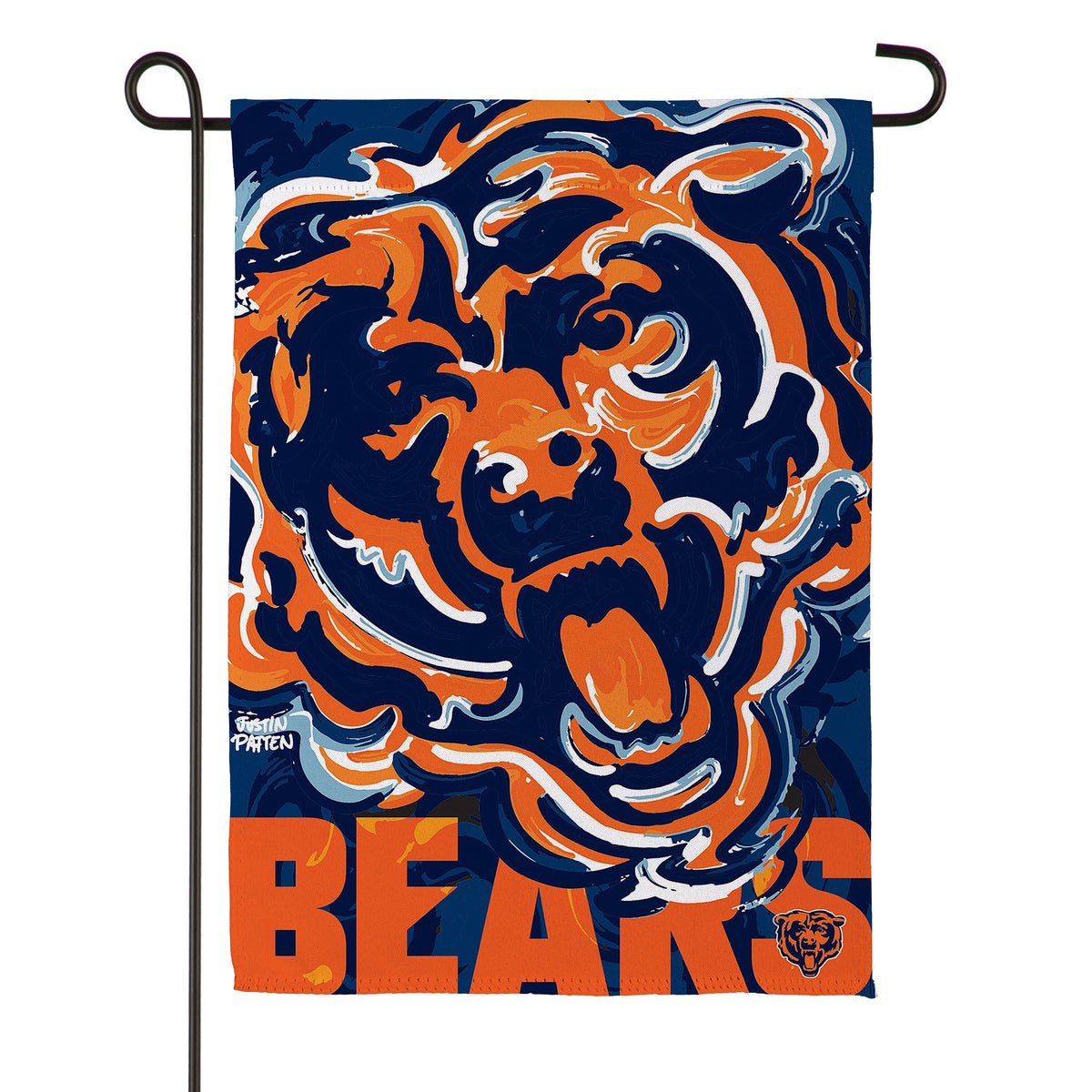 Chicago Bears Justin Patten Logo Suede Garden Flag