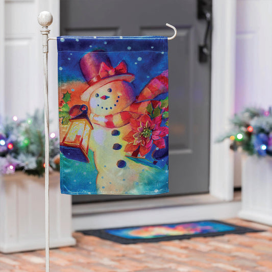 Lantern Snowman Lustre Garden Flag