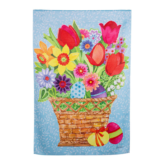 Spring Flowers Basket Suede House Flag