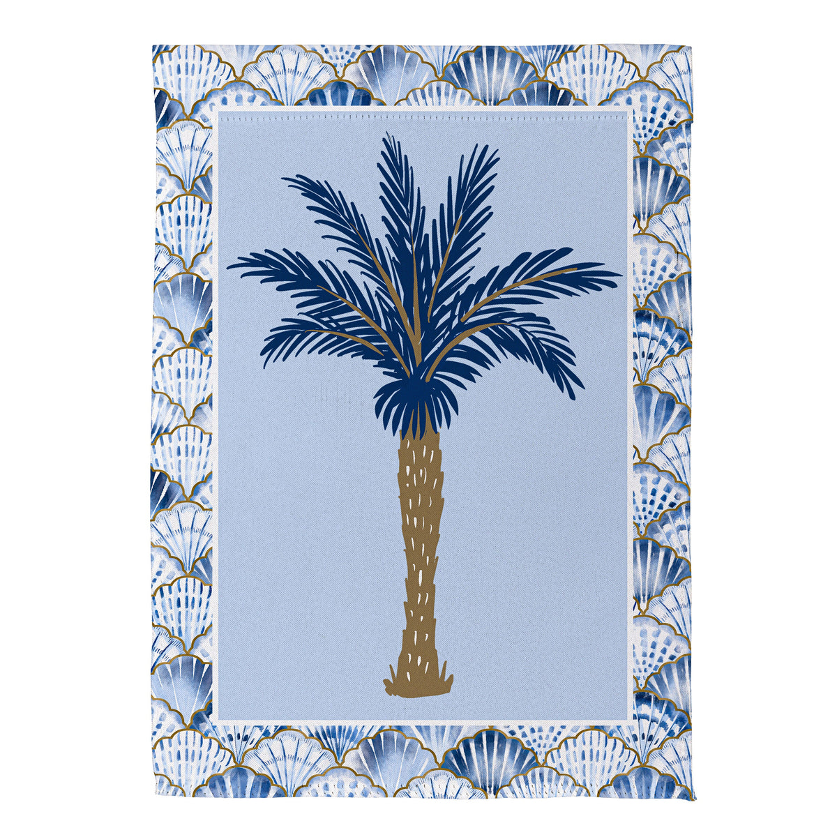 Blue Coastal Palm Trees Double Sided Suede Garden Flag